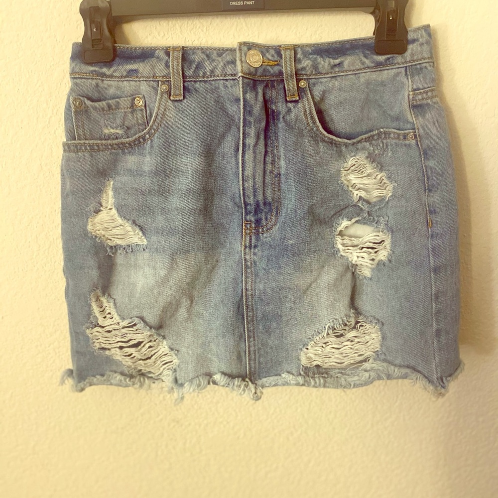 Ripped Jean Mini Skirt